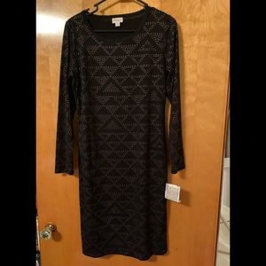 Lularoe Elegant Debbie Black with Rose Gold.Size M